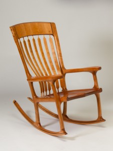 Wood rocking chair hand crafted by Robert Jarry (detail)