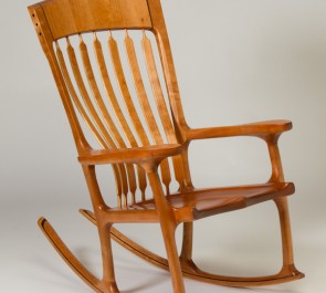 Wood rocking chair hand crafted by Robert Jarry (detail)