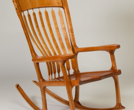 Wood rocking chair hand crafted by Robert Jarry (detail)